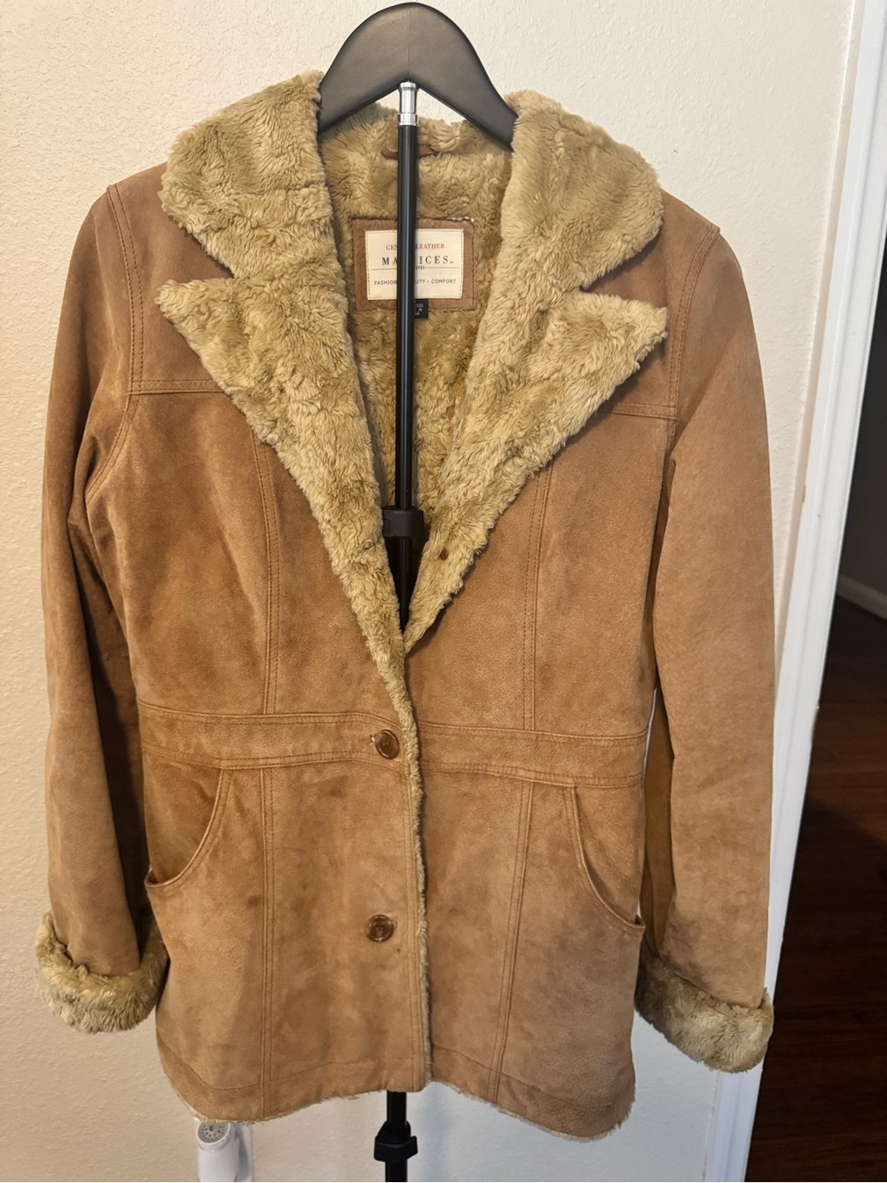 Genuine Suede Leather Faux Fur Penny Lane Coat